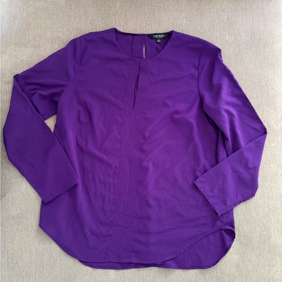 Ralph Lauren Tops - Ralph Lauren Purple Mandarin Collar Tunic Blouse